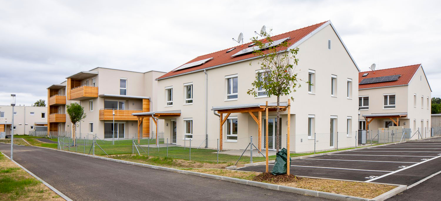 Neubau der Wohnhausanlage Fels am Wagram, Bauabschnitt 3 A und 4 durch die Bauunternehmen Schubrig Krems und Gebrüder Lang.